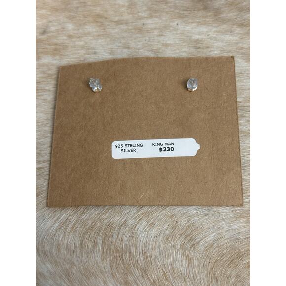 Huge Native American Sterling Silver Blue Kingman Turquoise Hoop Post Earrings - Picture 5 of 16